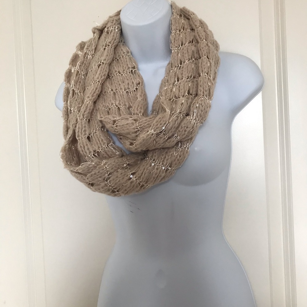 Woven metallic gold infinity scarf